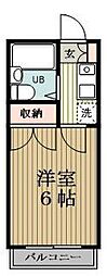 ガーデンヒルズ立川 3階1Kの間取り