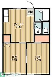 榎本コーポ 1階2DKの間取り