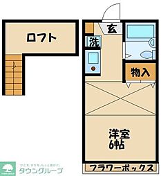 京王線 府中駅 徒歩10分の賃貸アパート 1階ワンルームの間取り