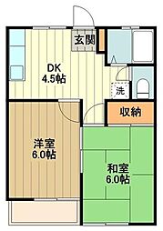 コーポエキップ 2階2DKの間取り