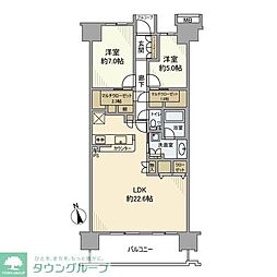 グレイディア 10階2LDKの間取り