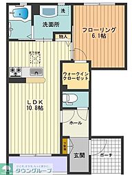 西武拝島線 東大和市駅 徒歩18分の賃貸アパート 1階1LDKの間取り