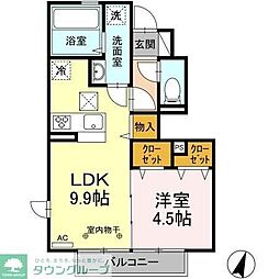 エスペランサ 1階1LDKの間取り