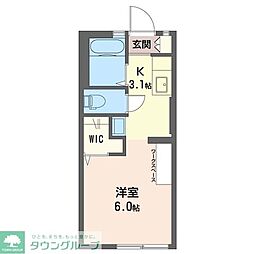 ガーデンコート国立 1階1Kの間取り