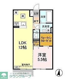 ボナール 1階1LDKの間取り