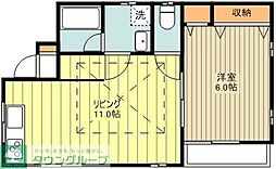 ドリームＳＨＩＭＡ 2階1LDKの間取り
