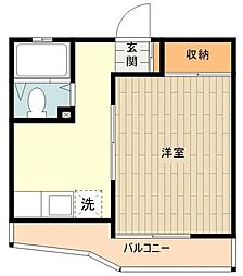 大木ハイツ 3階1Kの間取り