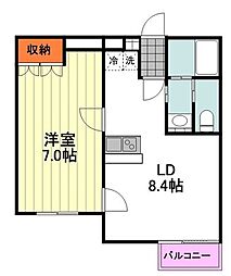 プレジデンシャル立川 1階1LDKの間取り