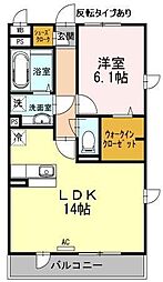 グランテージ 2階1LDKの間取り