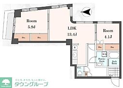京王線 府中駅 徒歩6分の賃貸マンション 3階2LDKの間取り