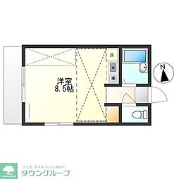 ローズヴィラ明神町 1階ワンルームの間取り