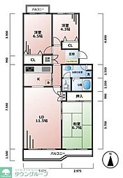 エステート立川一番町15号棟 5階3LDKの間取り