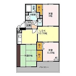 クレール清水 2階3LDKの間取り