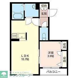スプリューム 3階1LDKの間取り
