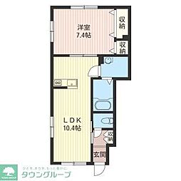 エトワール 1階1LDKの間取り