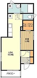 リヴェール玉川上水 1階1LDKの間取り
