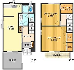 ヴィラージュI 1階2LDKの間取り