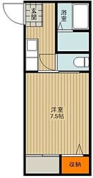 アップルパイONE 2階1Kの間取り