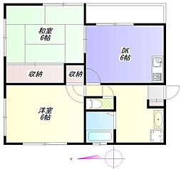 キャナルハイム 2階2DKの間取り