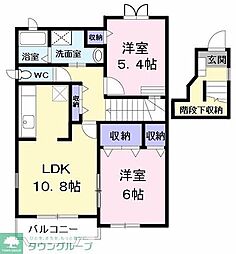 レジデンスグリーンヒル 2階2LDKの間取り