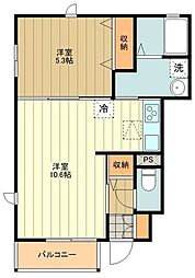 セレッソ国立 1階1LDKの間取り