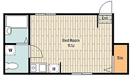 ＲＥＶＥ拝島 1階ワンルームの間取り