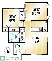 ユーフォリア武蔵野 2LDKの間取図画像