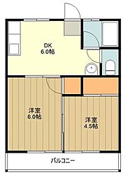 加園マンション 2DKの間取図画像