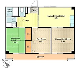 シャンポール砂川 3LDKの間取図画像
