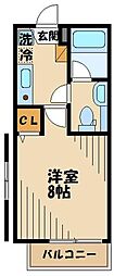 アーベル 1Kの間取図画像