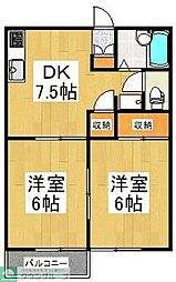 サンハイツ 2DKの間取図画像
