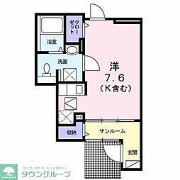 ラフィネ2堀之内 1Kの間取図画像