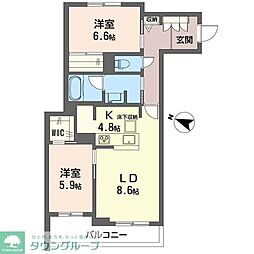 セントリビエ南平 2LDKの間取図画像