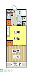 エクセルハイム 1LDKの間取図画像