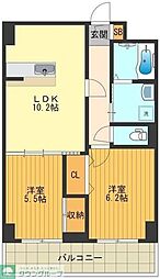 アクロス立川1 2LDKの間取図画像