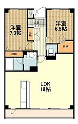都民住宅メロディーア 2LDKの間取図画像