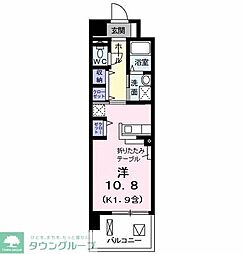 昭島コートエレガンスF ワンルームの間取図画像