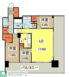 ブランズタワー橋本 3LDKの間取図画像