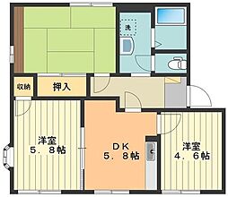 オークヒルA 3DKの間取図画像