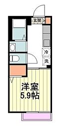 チッタ国立 1Kの間取図画像