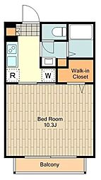 シャルマンK 1Kの間取図画像