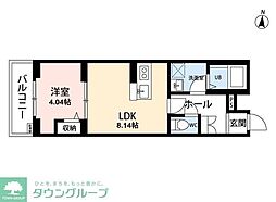 東武伊勢崎線 大袋駅 徒歩3分の賃貸アパート 4階1LDKの間取り