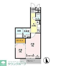 つくばエクスプレス 八潮駅 徒歩13分の賃貸アパート 3階2Kの間取り