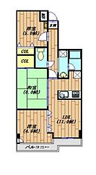 東武伊勢崎線 大袋駅 徒歩3分の賃貸マンション 4階3LDKの間取り
