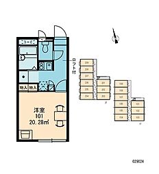 JR武蔵野線 三郷駅 徒歩7分の賃貸アパート 1階1Kの間取り