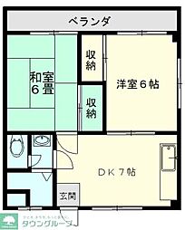 JR武蔵野線 三郷駅 徒歩12分の賃貸アパート 1階2DKの間取り