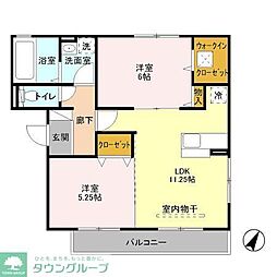 日暮里舎人ライナー 見沼代親水公園駅 徒歩14分の賃貸アパート 3階2LDKの間取り
