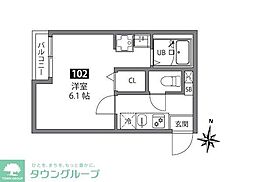 東武伊勢崎線 せんげん台駅 徒歩11分の賃貸アパート 2階1Kの間取り