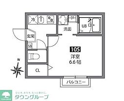 東武伊勢崎線 せんげん台駅 徒歩11分の賃貸アパート 2階1Kの間取り