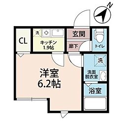 JR武蔵野線 三郷駅 徒歩6分の賃貸アパート 2階1Kの間取り